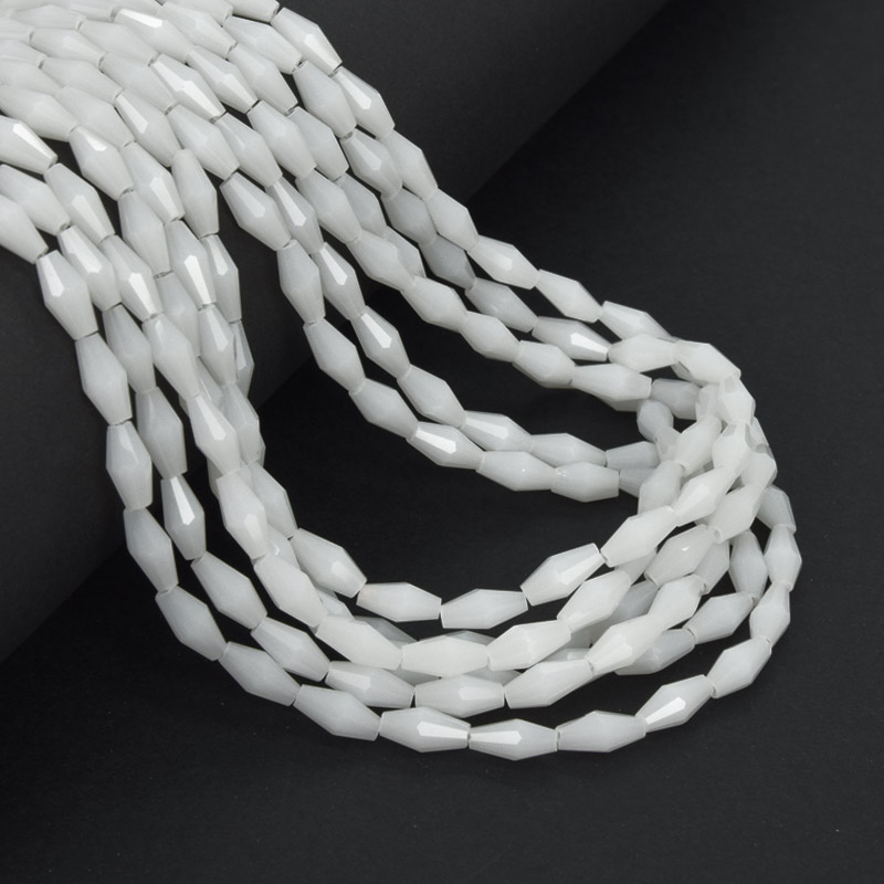 Бусины Биконус, 9х4 мм, Белые (имитация нефрита) (BUS-057485)