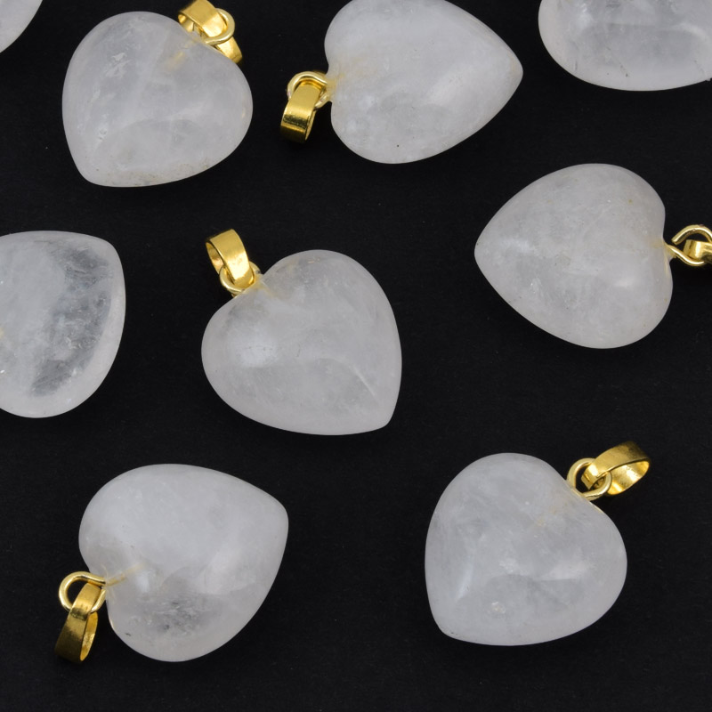 Підвіска Серце, Натур. камінь Кварц, 18х15х10 мм (POD-057918)