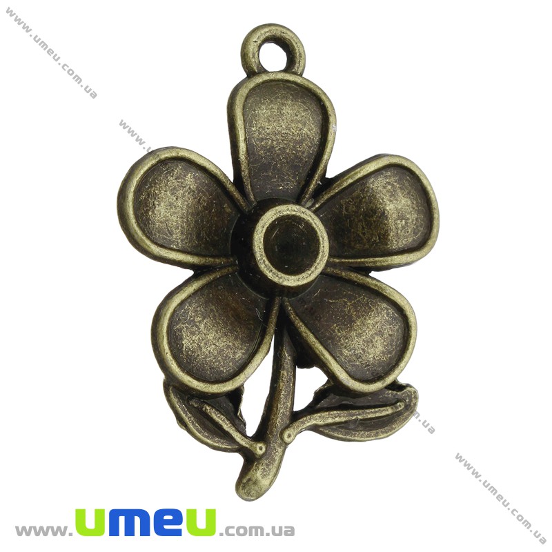 Підвіска метал. Квітка, 28х20 мм, Антична бронза (POD-006620)