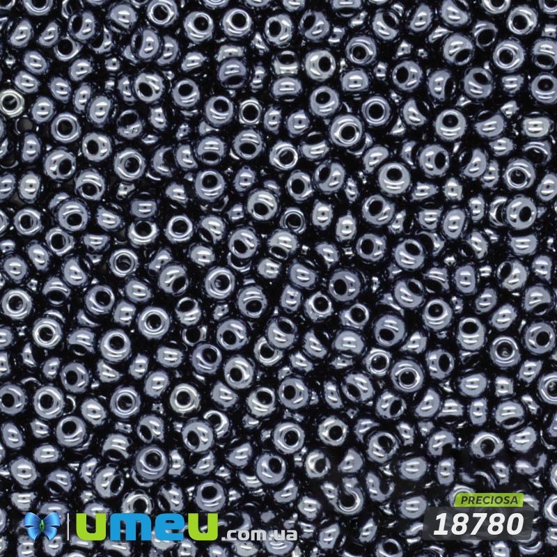 Бісер чеський №569 / 18780, Мокрий асфальт, Перламутровий, 10/0 (BIS-019629)