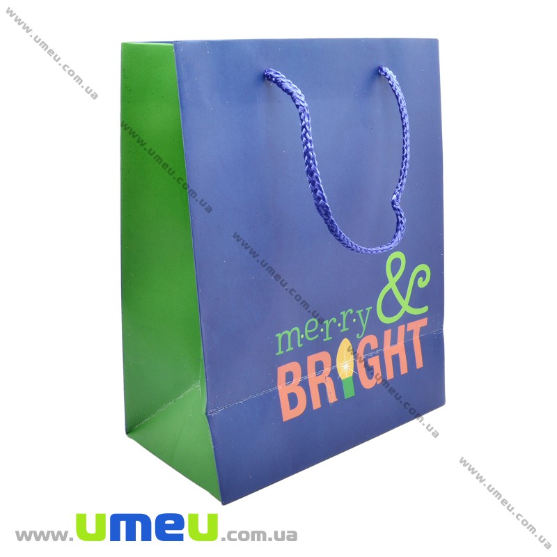 Подарочный пакет Глиттерный, 23х18х10 см, Синий (UPK-023396)