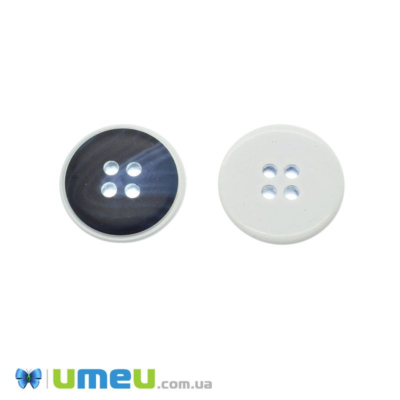 Пуговица пластиковая Круглая, 20 мм, Сине-белая (PUG-046606)