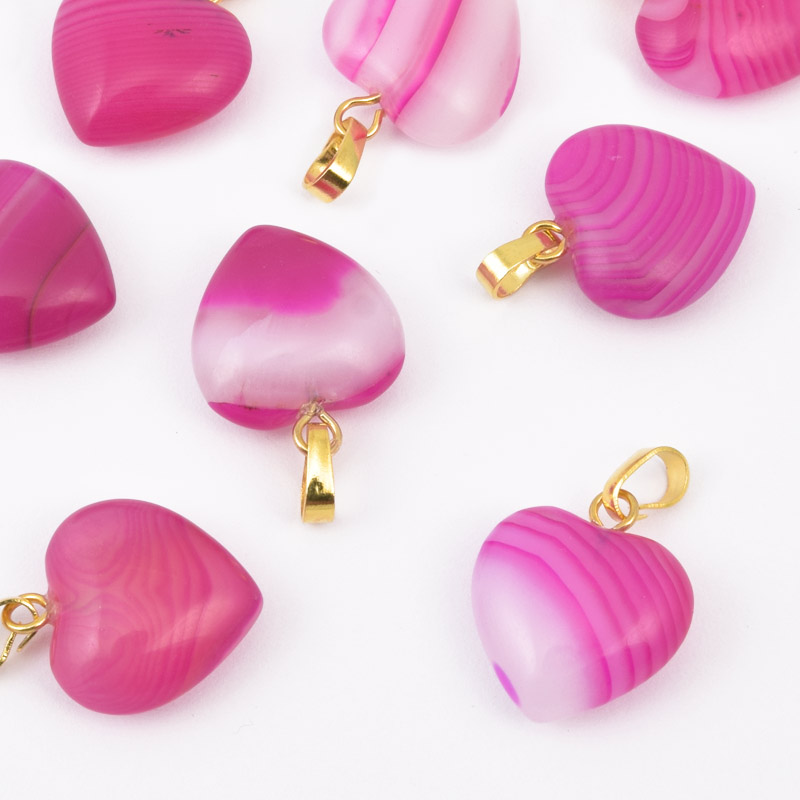 Підвіска Серце, Натур. камінь Агат рожевий, 18х15х10 мм (POD-057922)