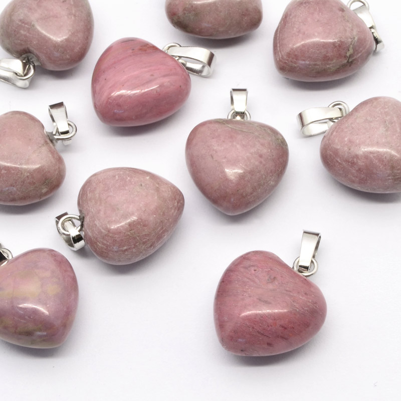 Підвіска Серце, Натур. камінь Родоніт, 18х15х10 мм (POD-054409)