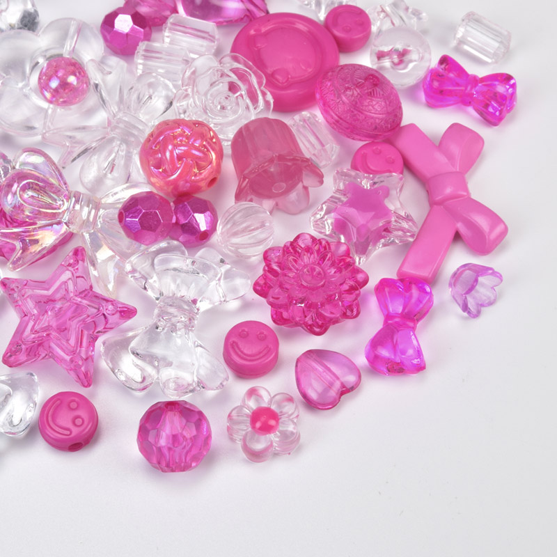 Намистини пластикові, Мікс малиновий (BUS-059572)