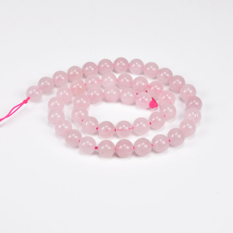 Намистини Кварц рожевий, Натур. камінь, 8,5 мм, Круглі, 38 см (BUS-051659)