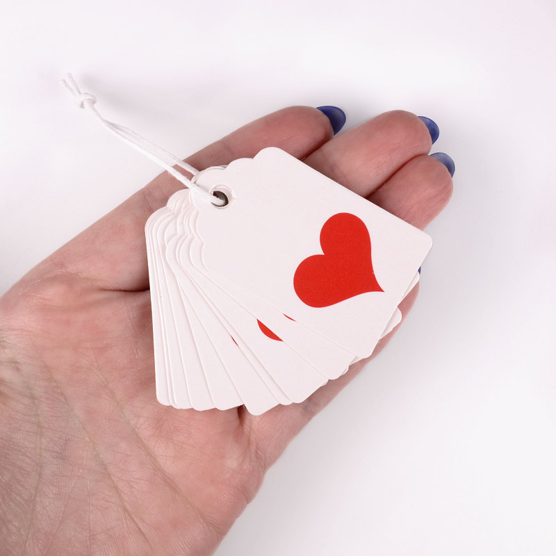 Бірки для подарунків з принтом, 50х30 мм, Білі (UPK-056269)