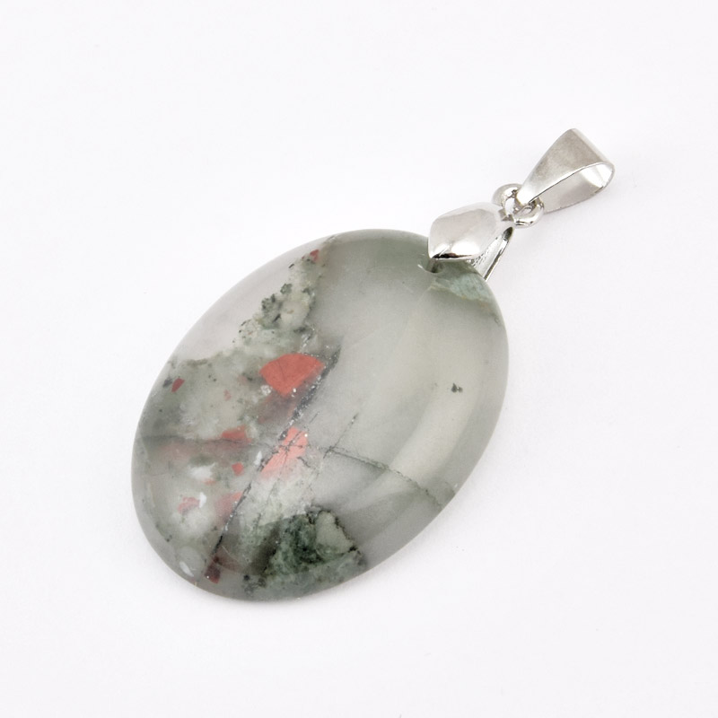 Підвіска Овал, Натур. камінь Геліотроп, 30х22 мм (POD-058718)