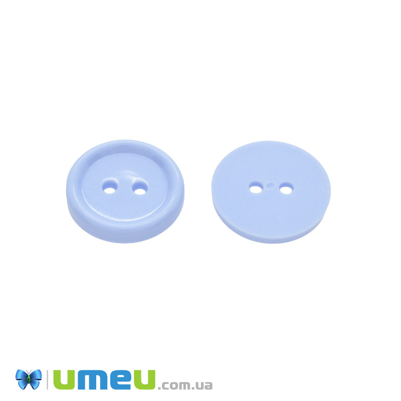 Гудзик пластиковий Круглий, 15 мм, Блакитний (PUG-047966)