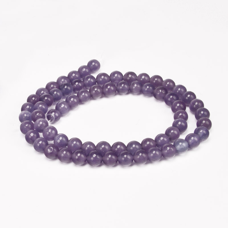 Бусины Кошачий глаз, Синт. камень, 6 мм, Аметистовые, Круглые (BUS-054229)