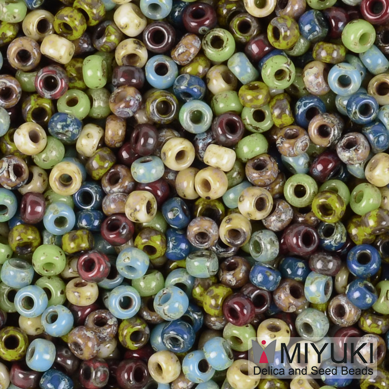 Бісер японський Miyuki круглий RR 11/0 №MIX106, Мікс коричнево-зелений (BIS-051191)