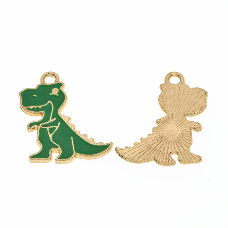 Підвіска метал. Динозавр зелений, 24х18 мм, Золото (POD-054693)