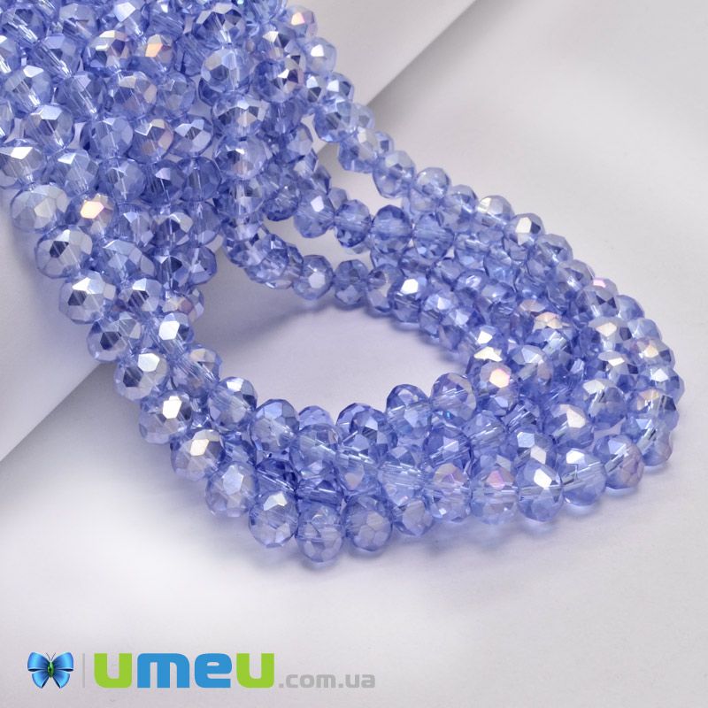 Намистини ронделі, 6х5 мм, Сині АВ (BUS-049198)