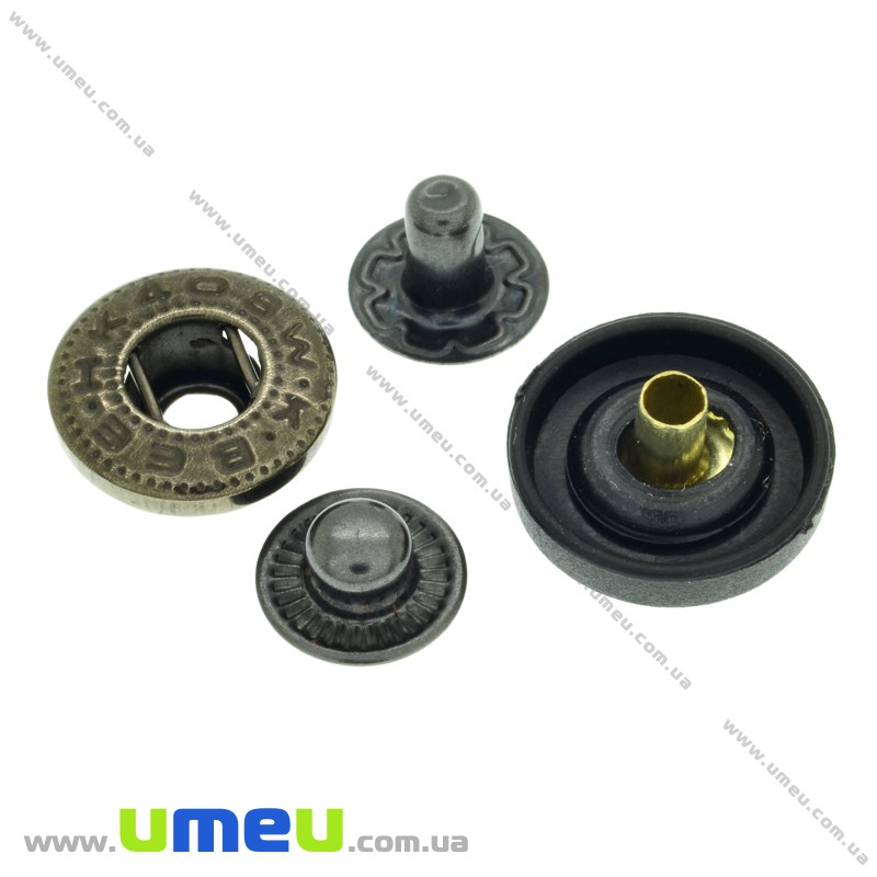 Кнопка альфа (пробивна) металева, Чорна, 15 мм (SEW-024004)