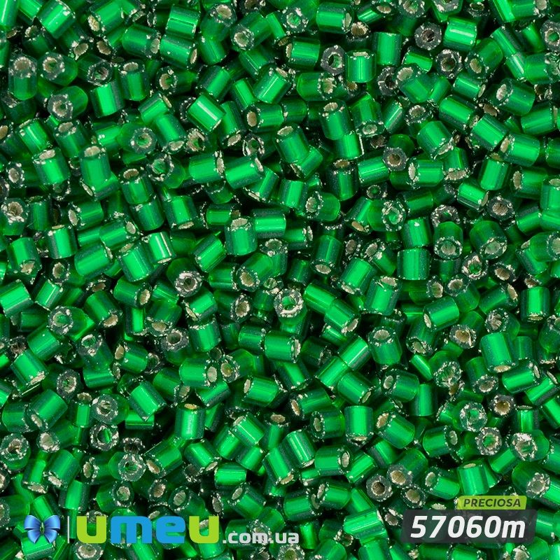 Бісер чеський Рубка 11/0, №57060m, Зелений блискучий (BIS-044047)
