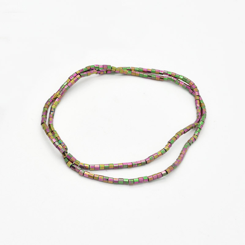 Намистини Гематит, Натур. камінь, 2,5 мм, Циліндр, З покриттям, Ірис (BUS-051765)