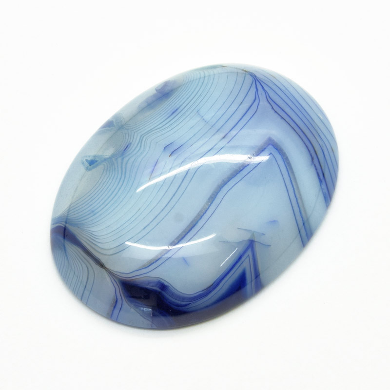 Кабошон нат. камінь Агат синій, Овал, 40х29,7 мм (KAB-050604)