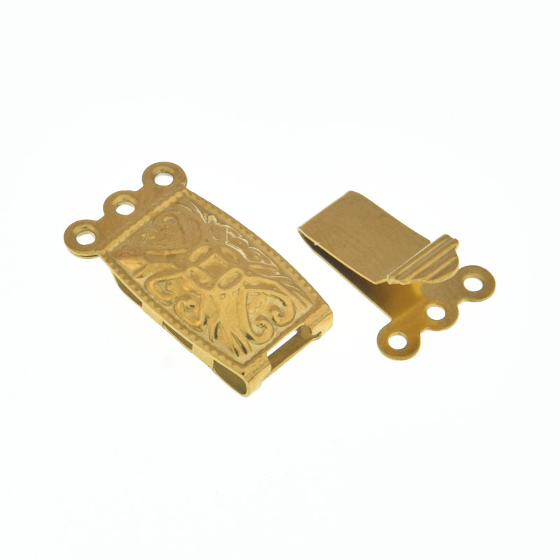 Замок-защелка на 3 нити из нержавеющей стали, 10х21 мм, Золото (STL-057018)