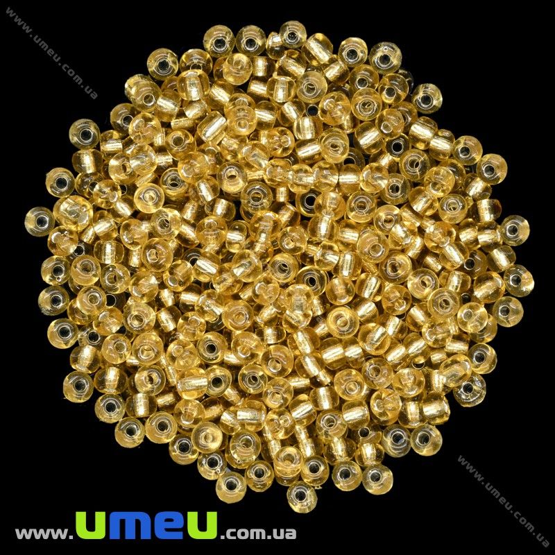 Бисер китайский крупный, 6/0, Золотистый блестящий, 4 мм (BIS-015630)