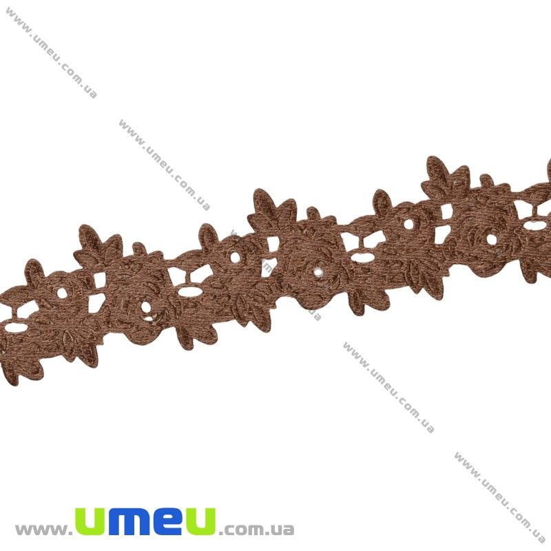 Тасьма тиснена Трояндочки, 20 мм, Коричнева (LEN-025664)