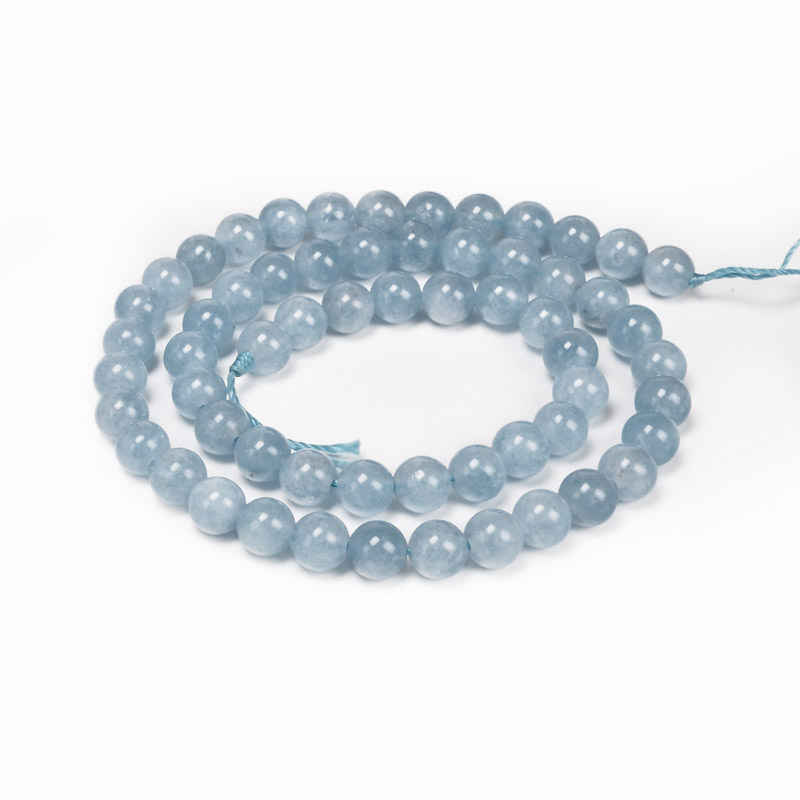 Намистини Аквамарин, Натур. камінь, 6,5 мм, Круглі (BUS-057857)