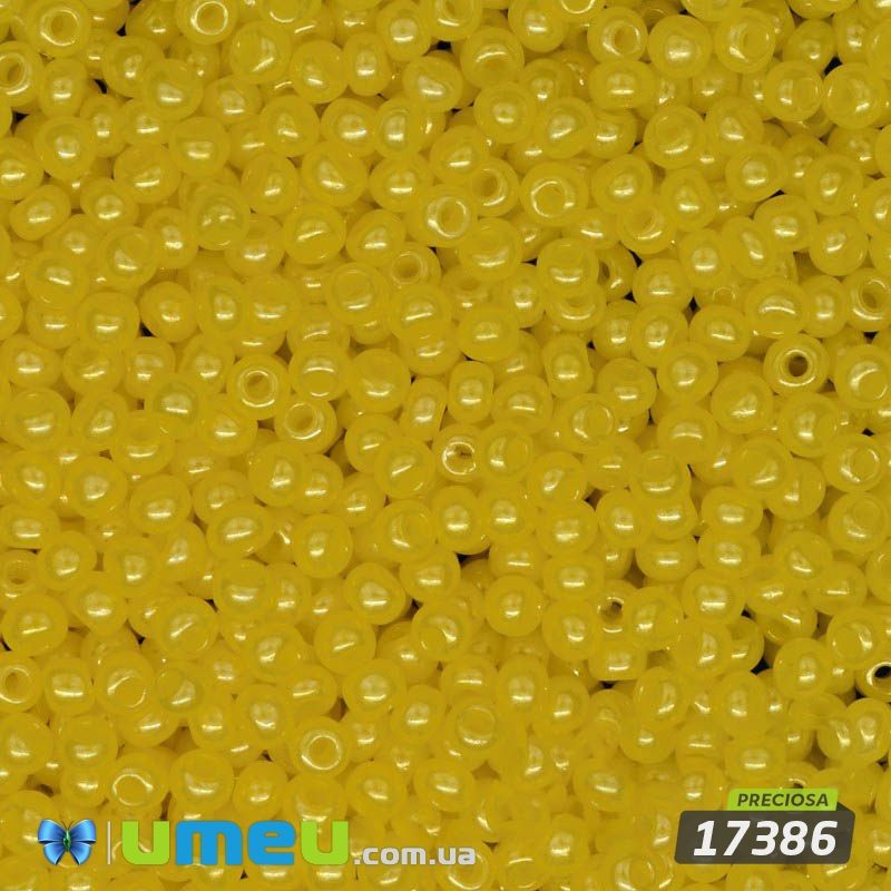 Бісер чеський №508 / 17386, Жовтий, Перламутровий, 10/0 (BIS-003839)