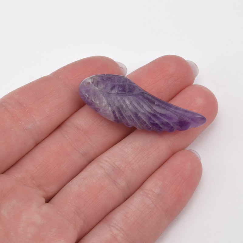 Підвіска Крило, Натур. камінь Аметист, 40х15х7,5 мм (POD-058672)