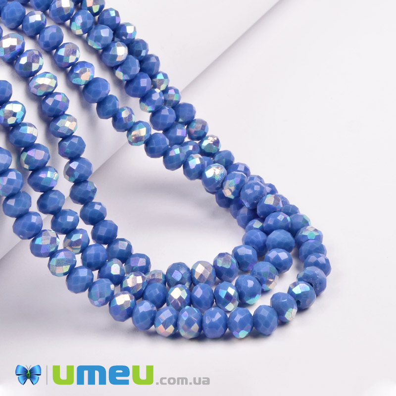 Намистини ронделі, 6х5 мм, Сині (BUS-049343)