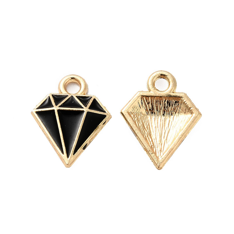 Підвіска метал. Кристал чорний, 15х12 мм, Золото (POD-028301)