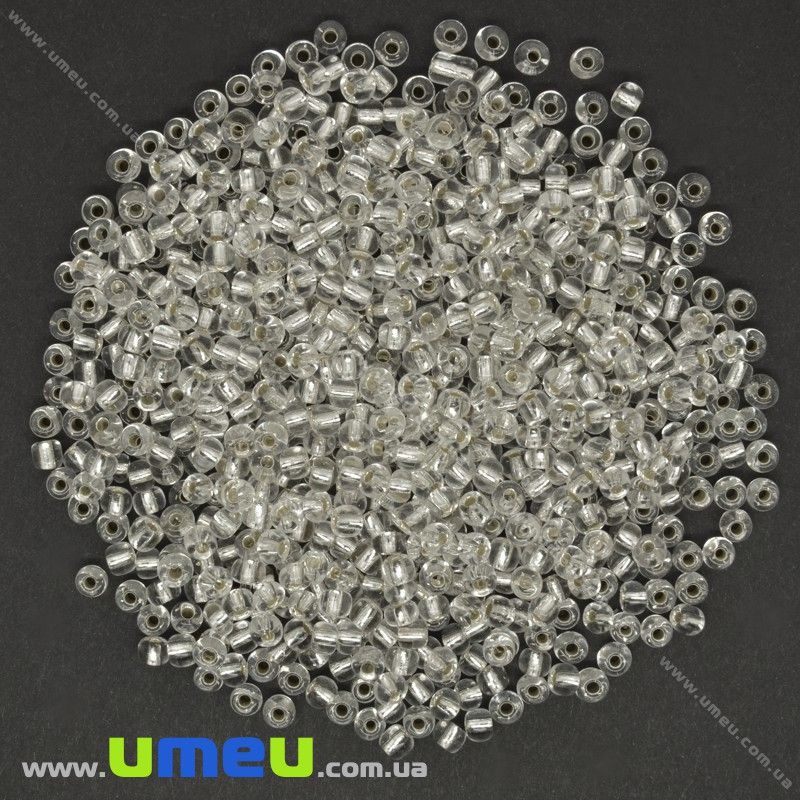 Бісер китайський великий, 6/0, Сріблястий блискучий (якість люкс), 4 мм (BIS-033702)