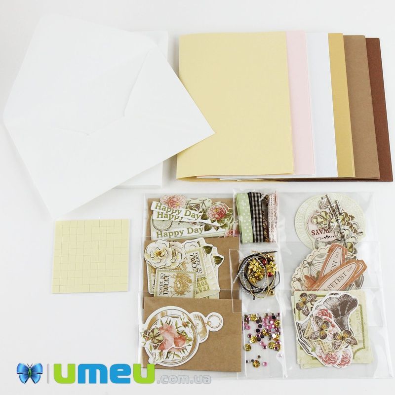 Набір скрапбукінгу для виготовлення 6-ти міні-листівок з конвертами (DIF-032719)