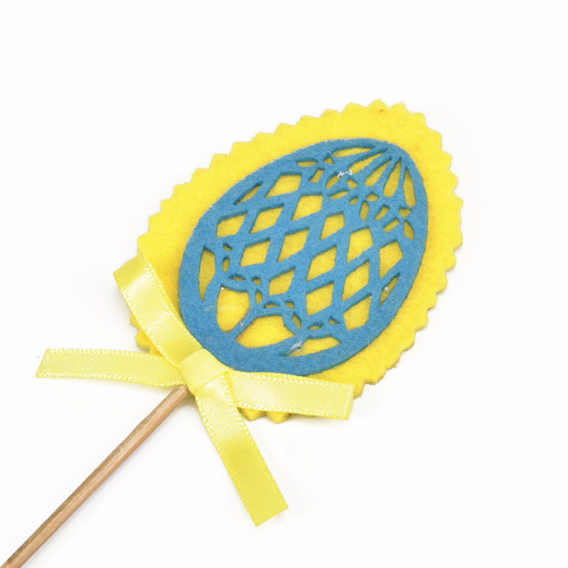 Декоративное изделие из фетра топер "Кружевное яйцо", 7х5 см, Синий (FLT-057131)