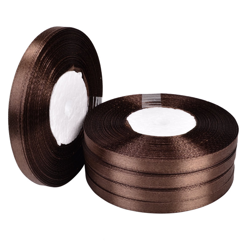 Атласна стрічка, 6 мм, Коричнева (LEN-052820)