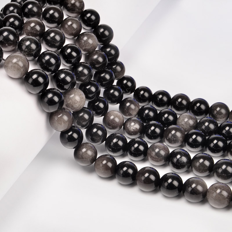 Намистини Обсидіан чорний, Натур. камінь, 10 мм, Круглі (BUS-053988)