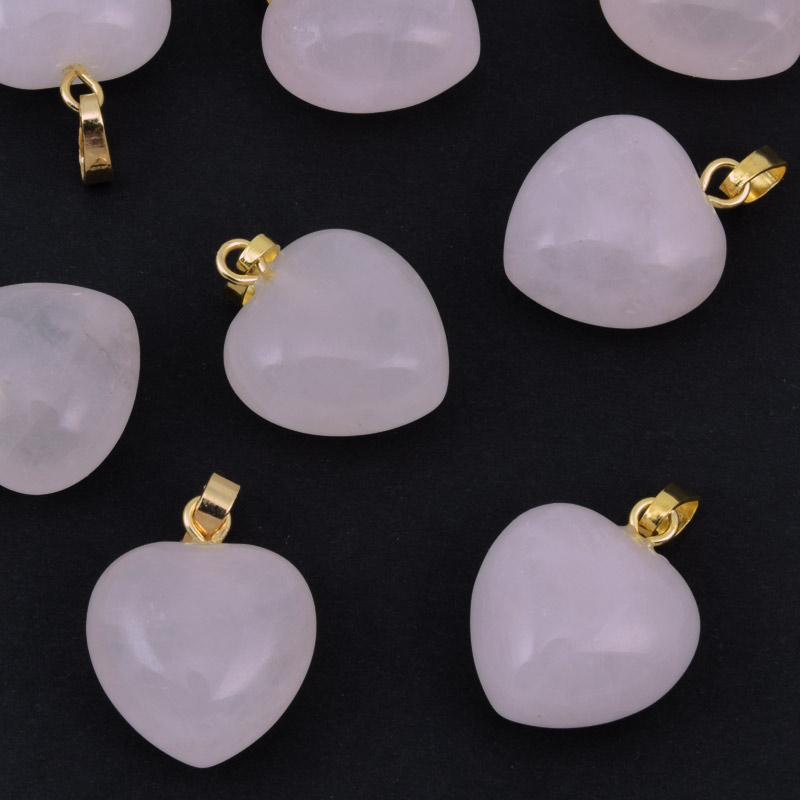 Підвіска Серце, Натур. камінь Кварц рожевий, 18х15х10 мм (POD-057915)