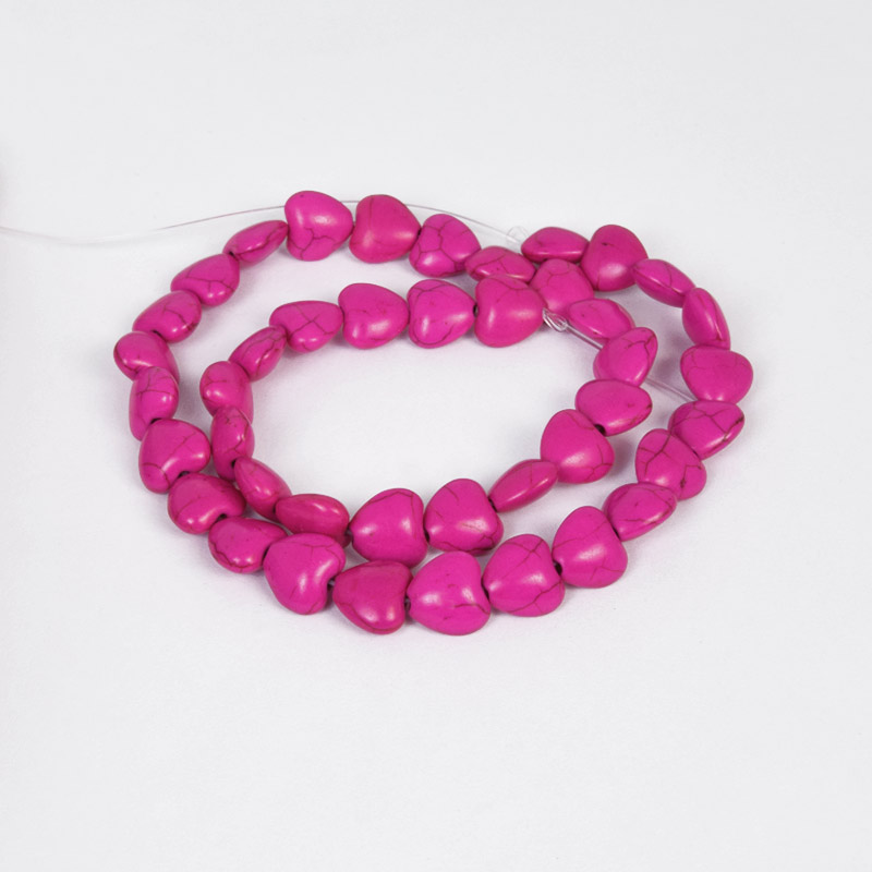 Намистини Бірюза пофарбована, Синт. камінь, 10х10х5 мм, Серце (BUS-057531)