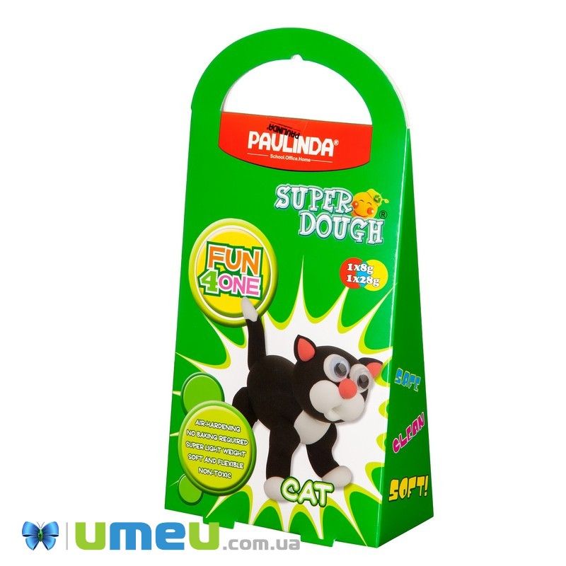 Масса для лепки Paulinda Super Dough Fun4one Кот (подвижные глаза) (DIF-043540)