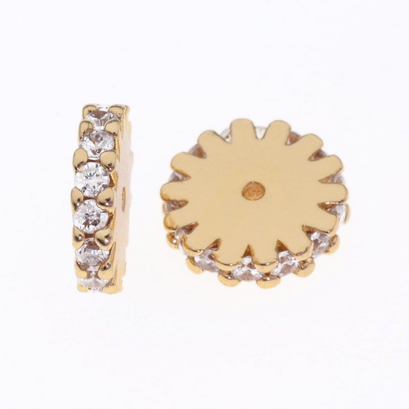 Бусина-разделитель, 8,3 мм, Латунь с покрытием 14 kt, Стразы куб. цирконий (BUS-055910)