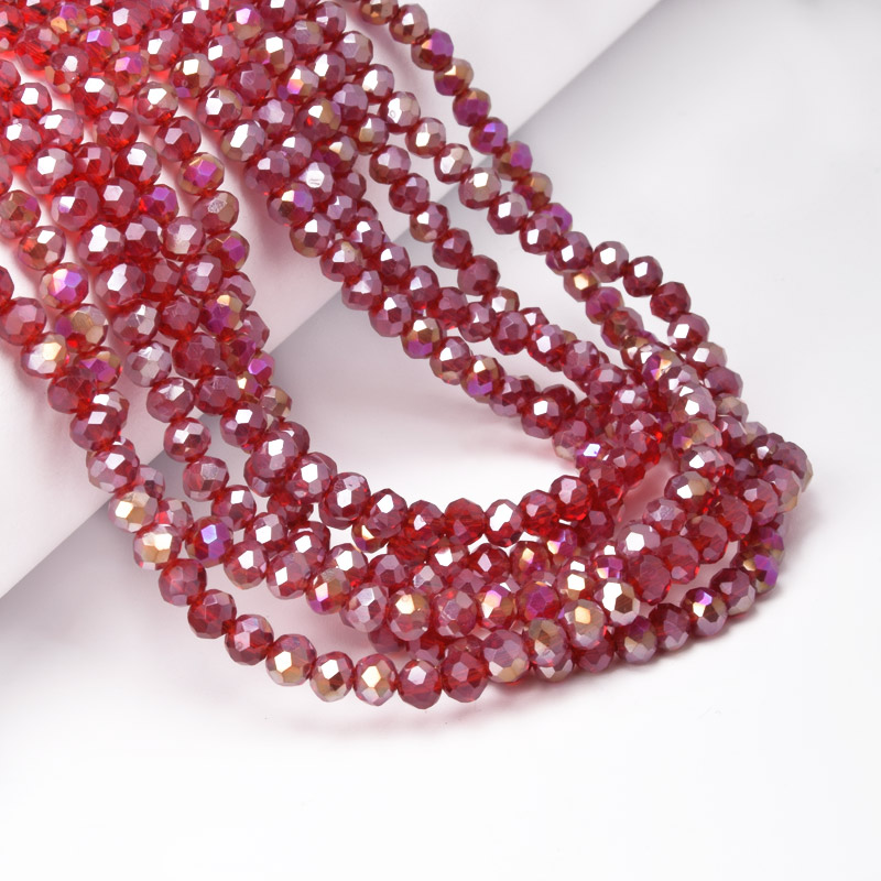 Бусины рондели, 4х3,5 мм, Красные AB (BUS-049077)