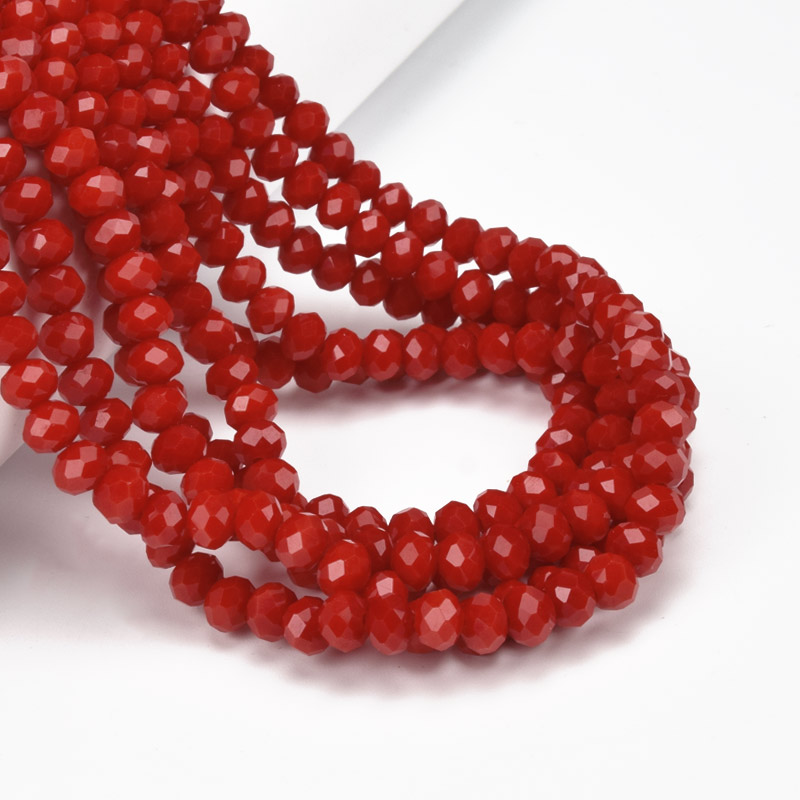 Намистини ронделі, 6х5 мм, Червоні (BUS-057083)