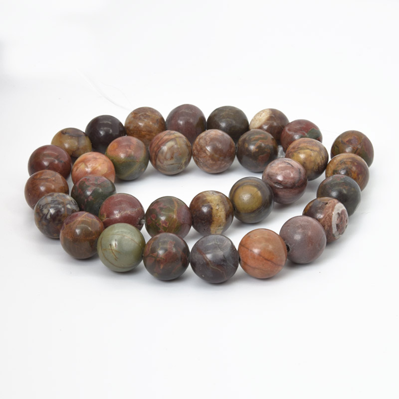 Намистини Яшма Пікассо, Натур. камінь, 12 мм, Круглі (BUS-058026)