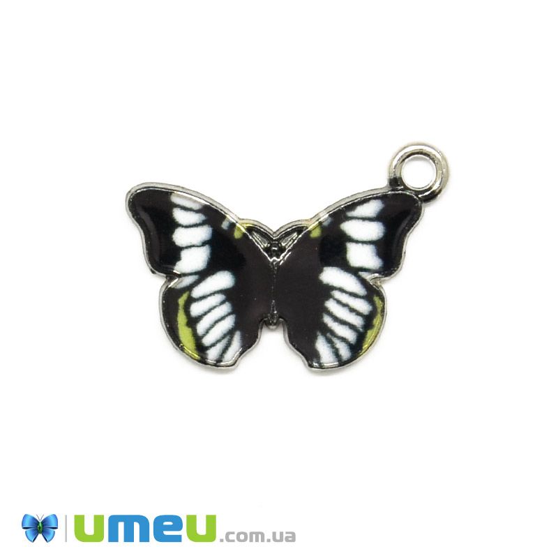 Подвеска метал. Бабочка черная, 20х13,5 мм, Темное серебро (POD-043579)