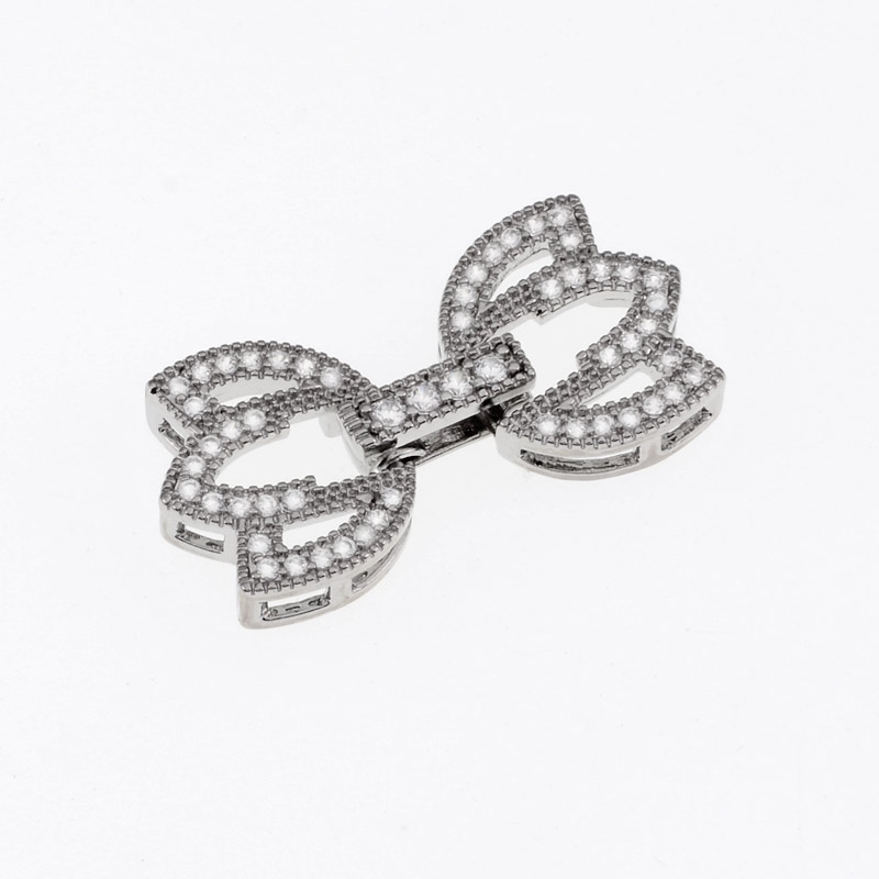 Застёжка, 25х13 мм, Латунь с покрытием Родий, Куб. цирконий (ZAM-055444)