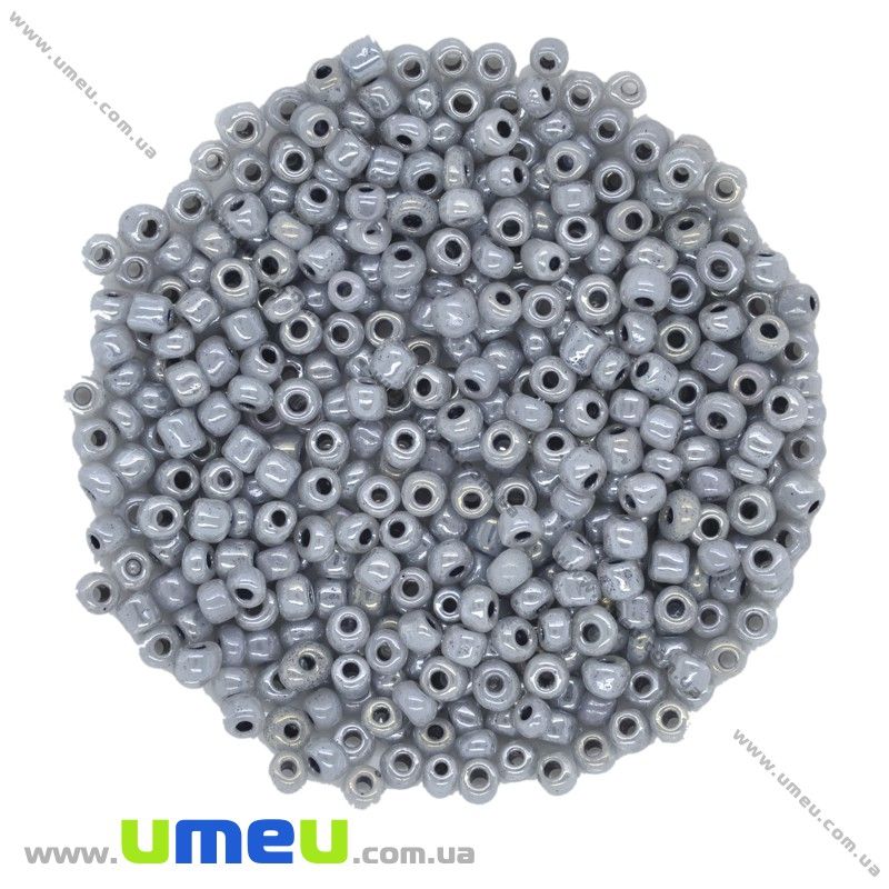 Бисер китайский крупный, 6/0, Серый перламутровый, 4 мм (BIS-015637)