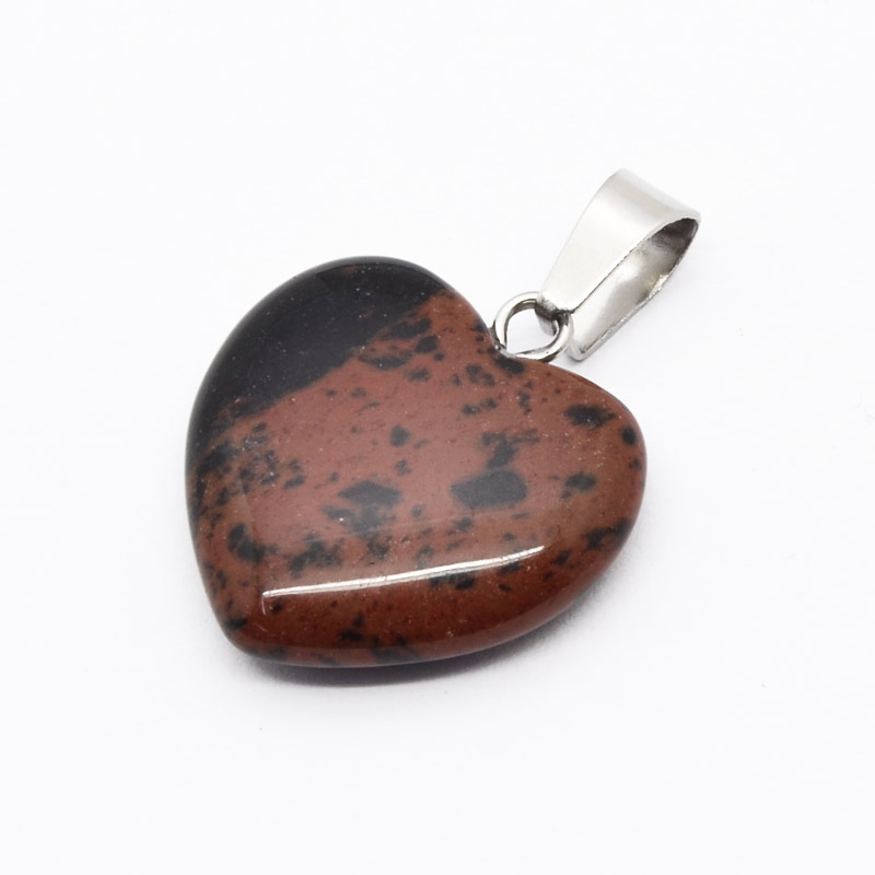 Подвеска Сердце, Натур. камень Обсидиан махогоновый, 20х20 мм (POD-054347)