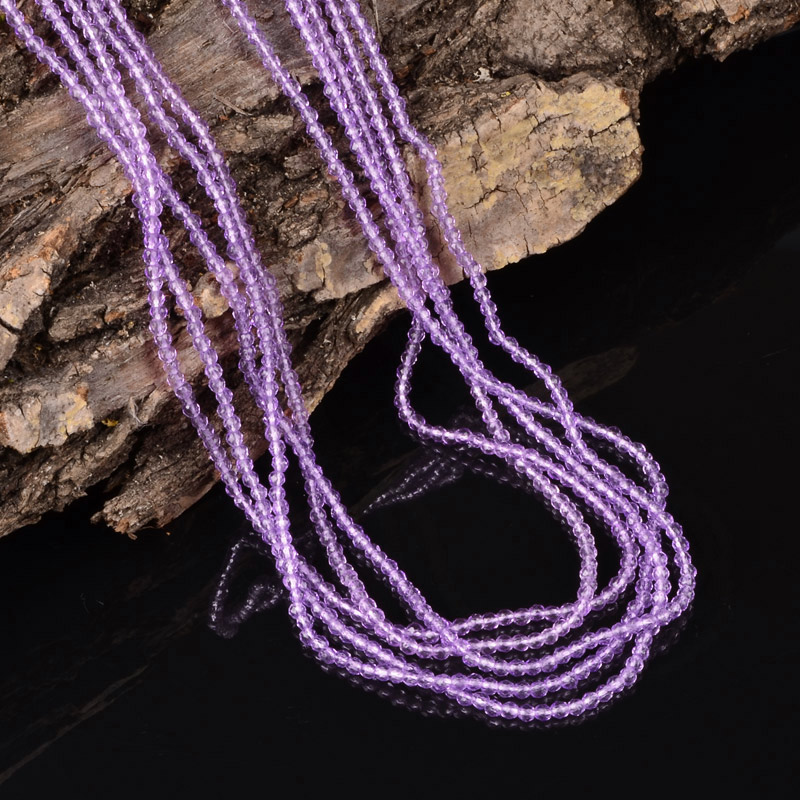 Намистини Аметист, Натур. камінь, 2,5 мм, Круглі грановані (BUS-040888)