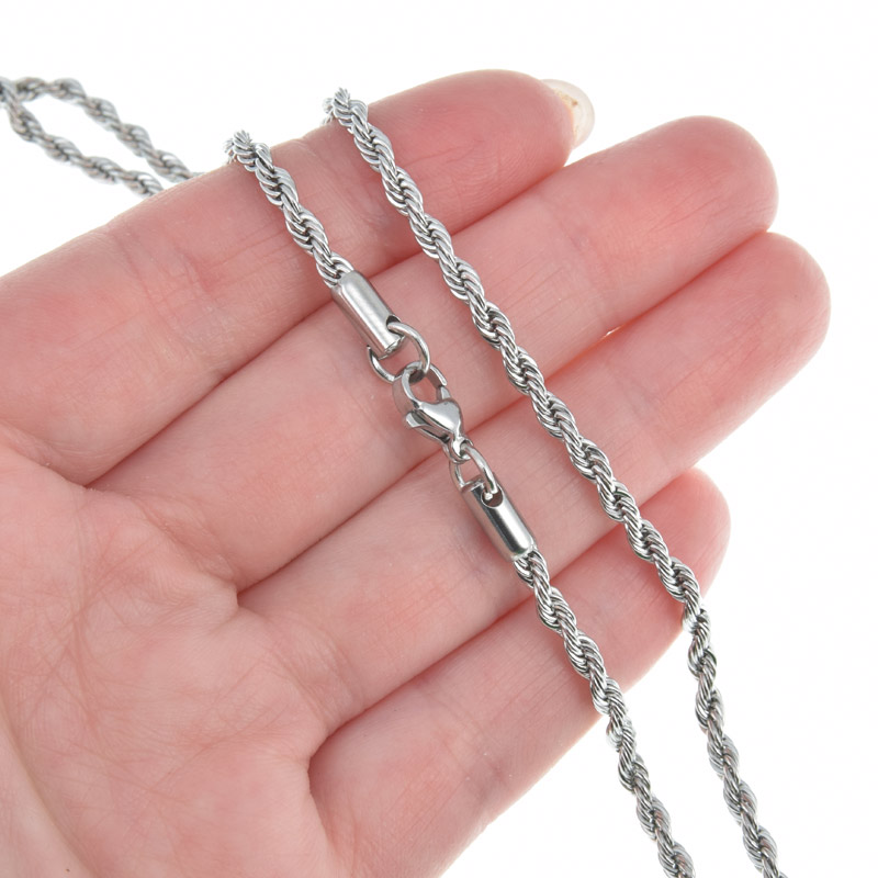 Основа на шию з нерж. ст., Темне срібло, 3 мм, 50 см (STL-058296)