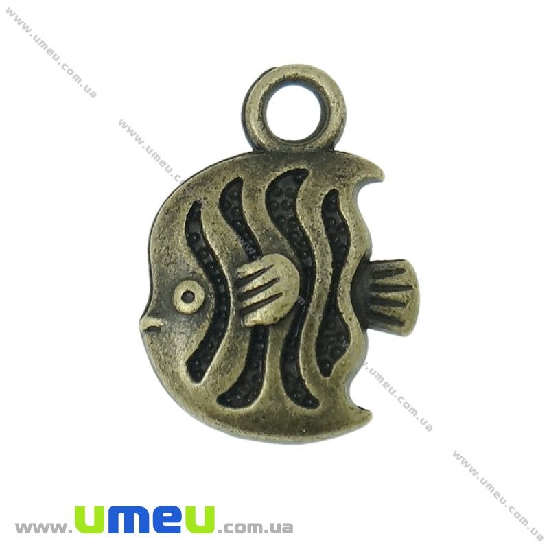 Підвіска метал. Рибка (двостор.), 15х11 мм, Антична бронза (POD-021076)