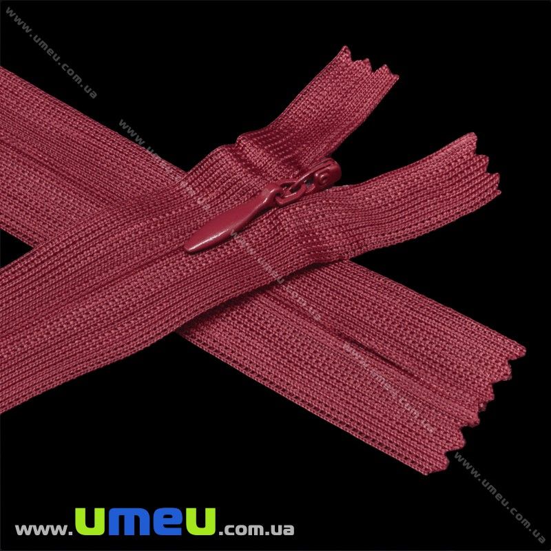 Блискавка (змійка) потайна нероз'ємна, 35 см, Тип 3, Бордова (ZIP-015987)