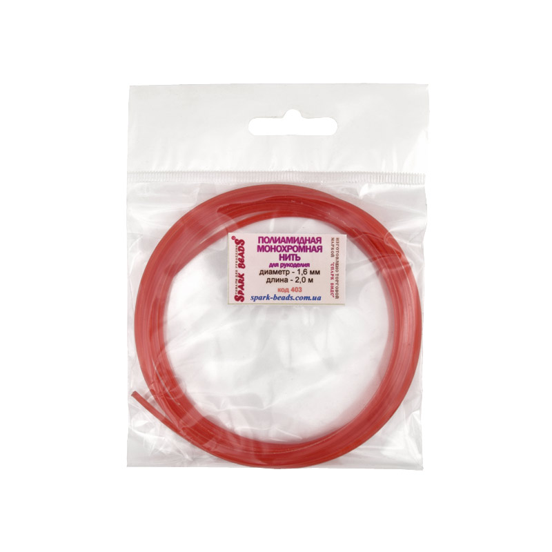 Поліамідна монохромна нитка, 1,6 мм, Червона (LES-056893)